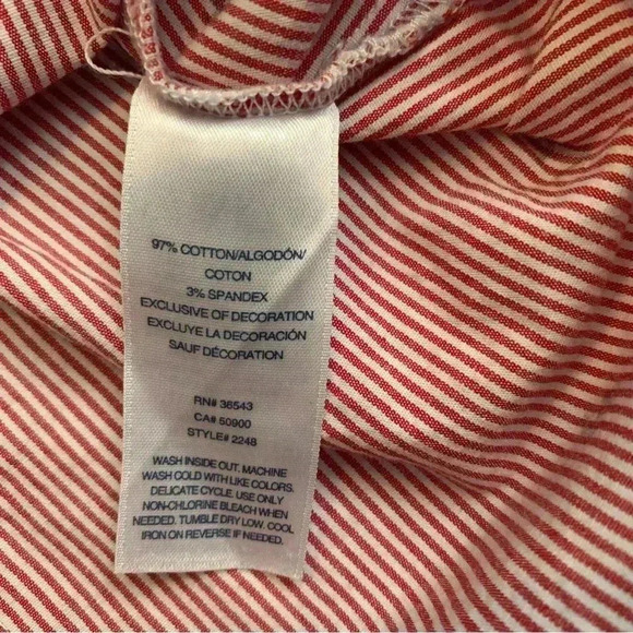 Women’s Izod Maroon stripped button down with blue anchors size large - Picture 5 of 8